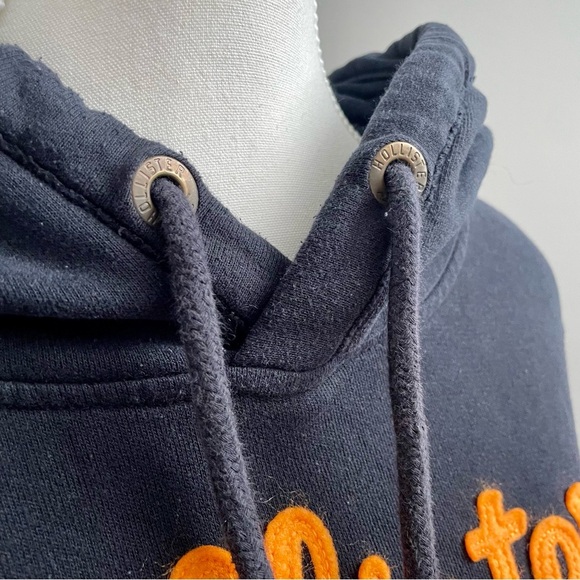 Y2K Hollister Spellout Hoodie Black and Orange Size Large - Picture 6 of 8